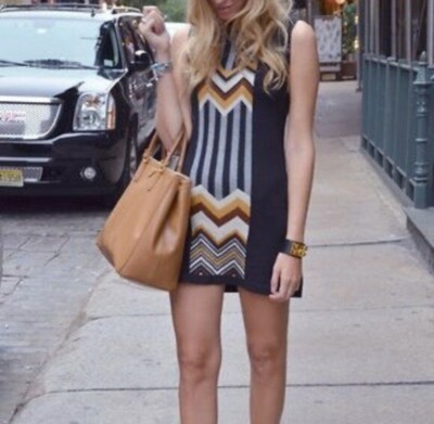 MISSONI for Target Black Multicolor Zig Zag Patchwork Knit Dress Size L (10-12)