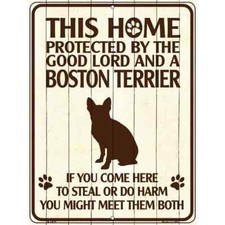Boston Terrier Protected Metal Parking Sign 12"x 18" for Home Wall Door Garage