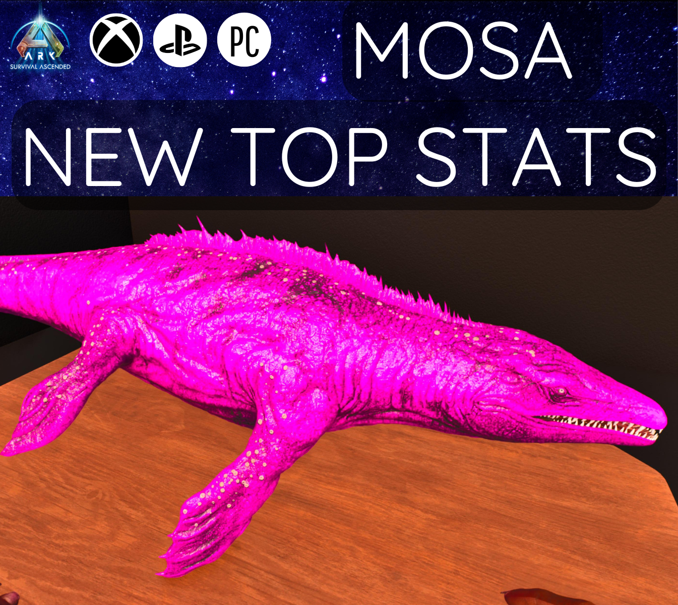 Ark Ascended Official Server PVE PS5 XBOX PC MOSASSAUR NEW TOP STATS SOLID CLONE