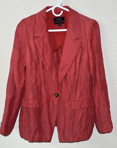 J. Crew Willa Linen Blend Coral Blazer Size 2 BH668 Orange Women’s - Picture 5 of 12