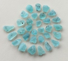 30 Pcs scarce AQUAMARINE Beach Combed Sea Glass, Bonfire Glass SMALLS
