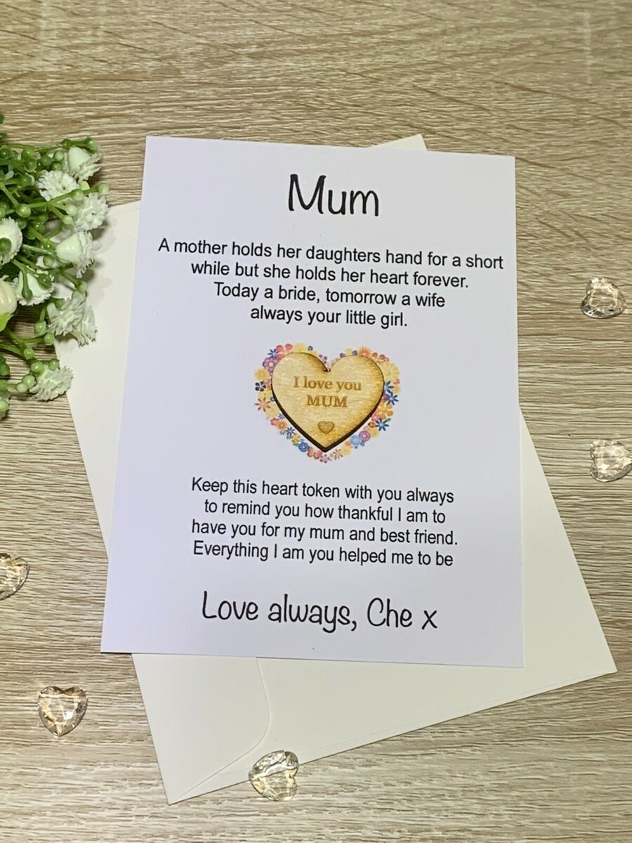 MOTHER OF THE BRIDE Gift Thank You Mum Wedding Day Keepsake Card