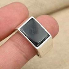 925 Sterling Silver Ring Bohemian Black Onyx Gemstone Men's Ring All Size D17