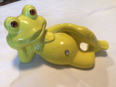 Enchanted  Fullerton Yellow Frog Lounging Figurine 1950's Vintage