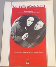 1978 DON'T CRY OUT LOUD Sheet Music Carole Bayer Sager Melissa Manchester Arista