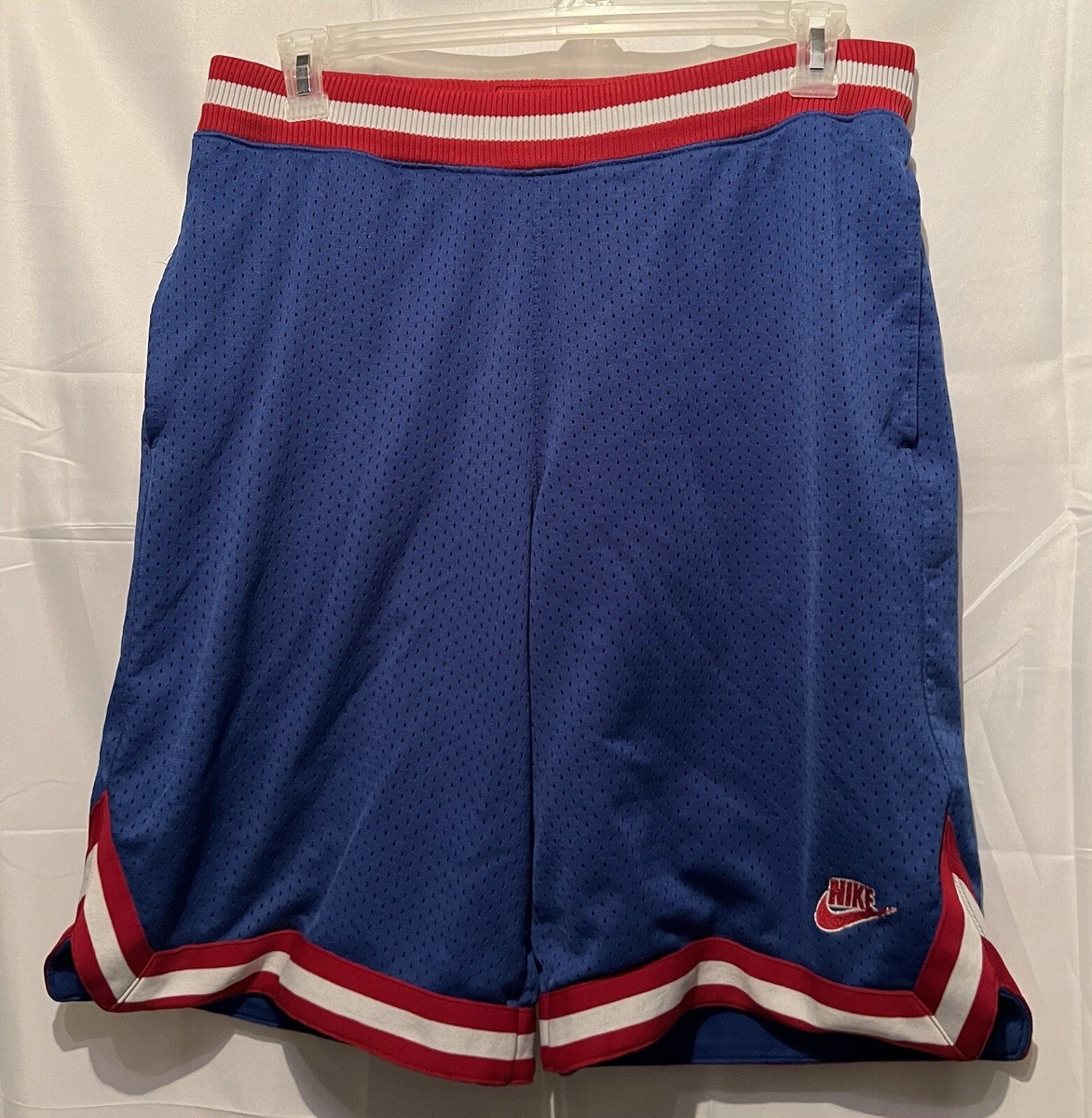 Nike Supreme Court Classic Hoops Mens Blue Red Drawstring Athletic Shorts  Size M