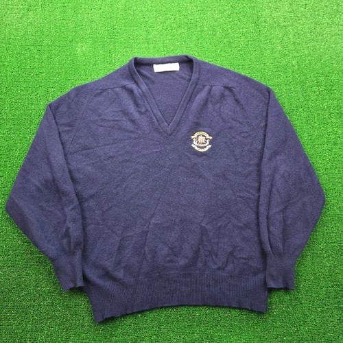 Lyle & Scott, Maglione Lyle & Scott uomo 48 2XL/XL blu vintage lana di agnello Lerwick RFC