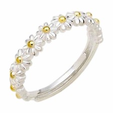 Daisy Ring Adjustable Tiny Flower Thumb or Finger Band Ring Stacking Ring
