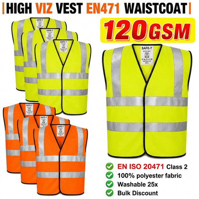 120 GSM Warnweste Sicherheit reflektierend gelb orange Warnweste