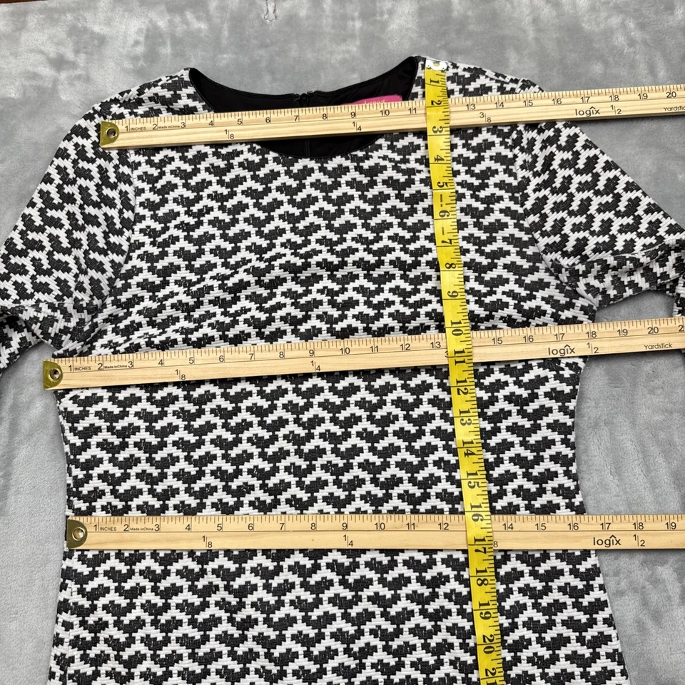 Catherine Malandrino Women’s Medium Black White Houndstooth Sheath Dress 3/4 Sle - Image 2 of 4