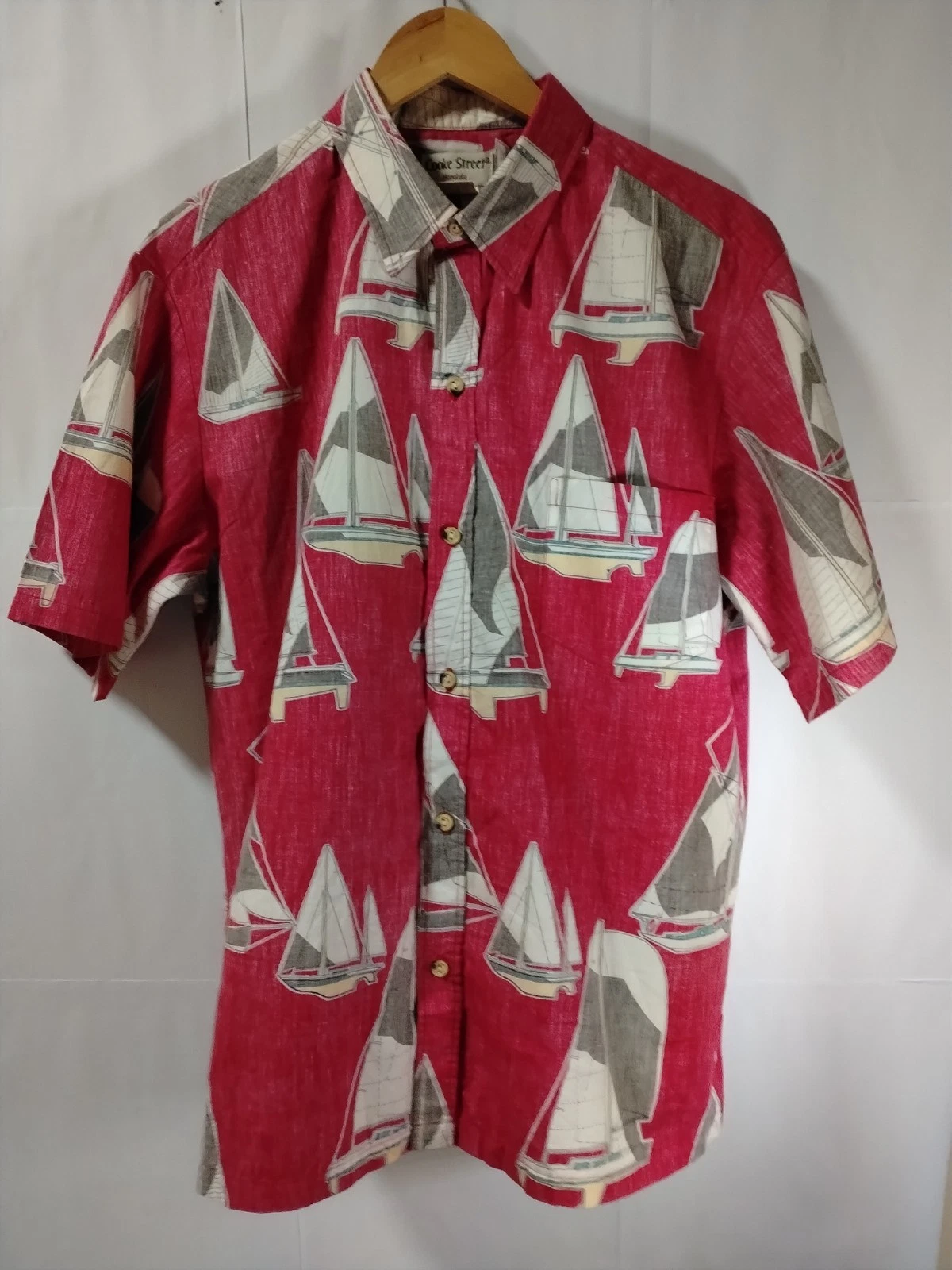 Cooke Street Honolulu Hawaiian Shirt Mens XL Sailboat Nautical Aloha Made In USA