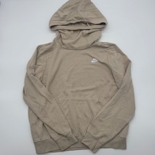 Nike Sportswear Essential Women Fleece Funnel Neck Hoodie Tan Khaki Beige Medium