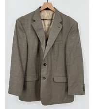 Stafford Blazer Mens 46R Brown Houndstooth Wool Sport Coat Jacket Two Button