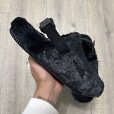 Nike Calm Mule SE Faux Fur Black Furry Sandals Slides FZ3119-001 Size 8 Women