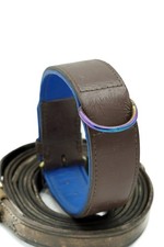 Leather Standard Dog Collar Brown and Blue Unisex Pet Accessories