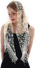 LMVERNA Triangle Lace Mantilla Veil Tulle Scarf Covering Church Veil
