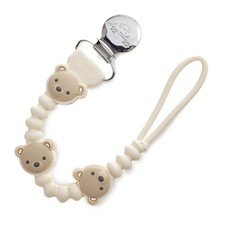 Itzy Ritzy Silicone Pacifier Clip Keeps Pacifiers Toys in Place, Bear Design.
