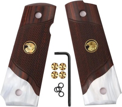 Cool Hand 1911 Wood Grips, Grips Gold Screws Included, Full Size (Government/Com