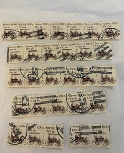 Surry 1890’s 5 Strips USA Stamps Used 18¢