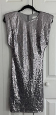 Astr the Label Structured Cap Sleeve Sequin Mini Dress Women's XS Silver Hipster