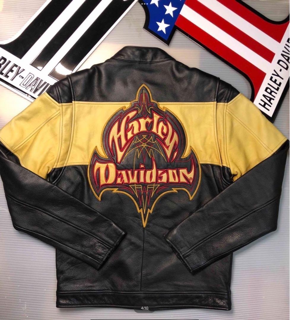 [Rare] Harley-Davidson riders leather jacket Size: S Black/ Ivory LTD From JAPAN