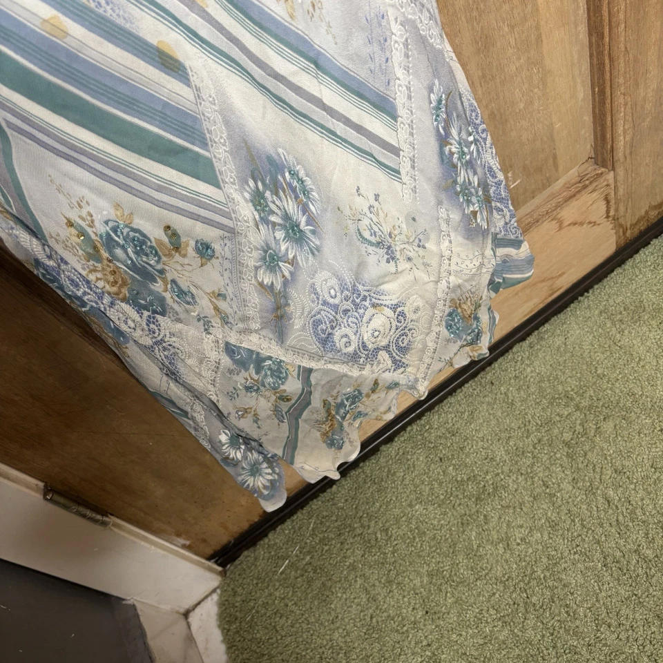 Винтажный синий V шеи блестки бисером без рукавов спагетти ремень макси платье Sz большой - Изображение 4 из 4