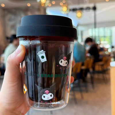NEW Starbucks X Kuromi Sanrio Double-wall Glass Cup 10Oz Cute