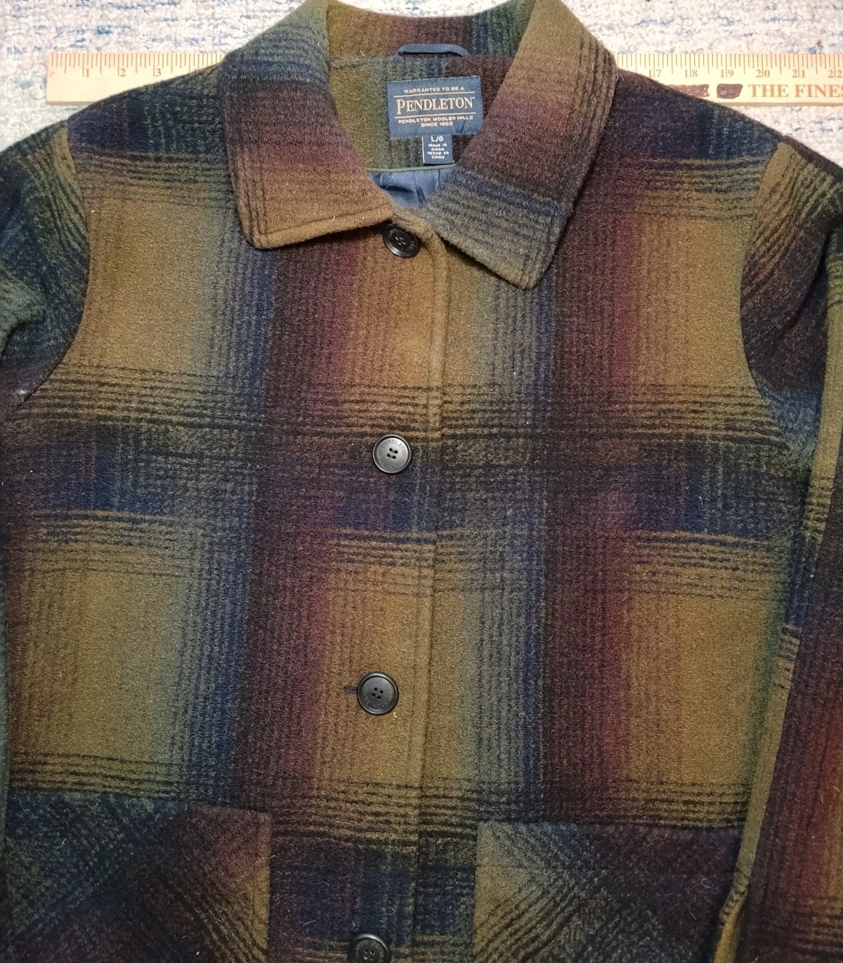 pendleton wool blend Topper Coat Large Olive Gree… - image 12