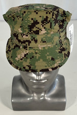 New USN NWU Type III AOR2 Digital Woodland Utility 8 Point Cap Hat Size 7