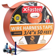 XFasten Wire Harness Tape Orange 3/4 Inch x 50 Feet High Temp Wiring Loom Har...