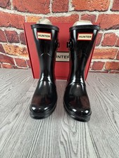 Hunter Women's Original Short Gloss Boots - Black Size 7
