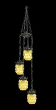 Vintage Amber Bubble Glass Swag Pendant Lamp with Ornate Brass Cap — listing 3
