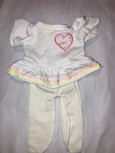 Vintage Cabbage Patch Kids/Doll Clothes White Heart Top & tights (626)