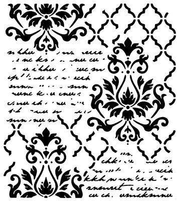 Really Great Stencils, Damask & Script, 5.7'' x 6.7'' Background, Vintage Lace