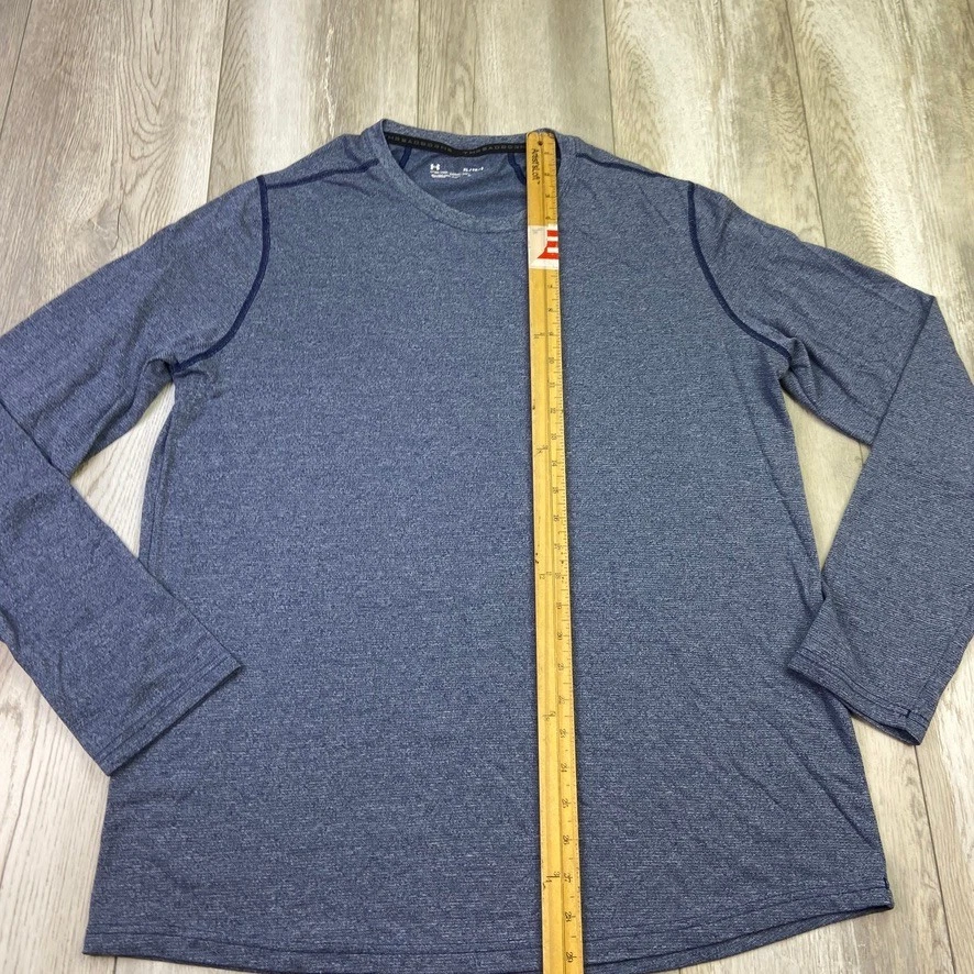 Camisa Under Armour Threadborne para Hombres XL Azul Ajustada Manga Larga Pullover Hombres Foto 4 de 4
