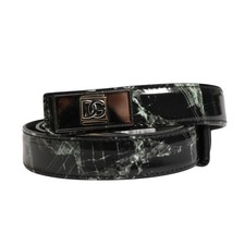 DOLCE & GABBANA Belt Men Black Marble Leather DG Logo Buckle 90cm / 36in 870usd