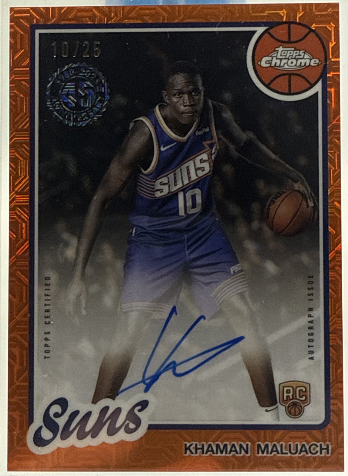2025-26 Topps #80CR2-KM Khaman Maluach Orange Mojo Auto RC 10/25 Suns Jrsey Mch