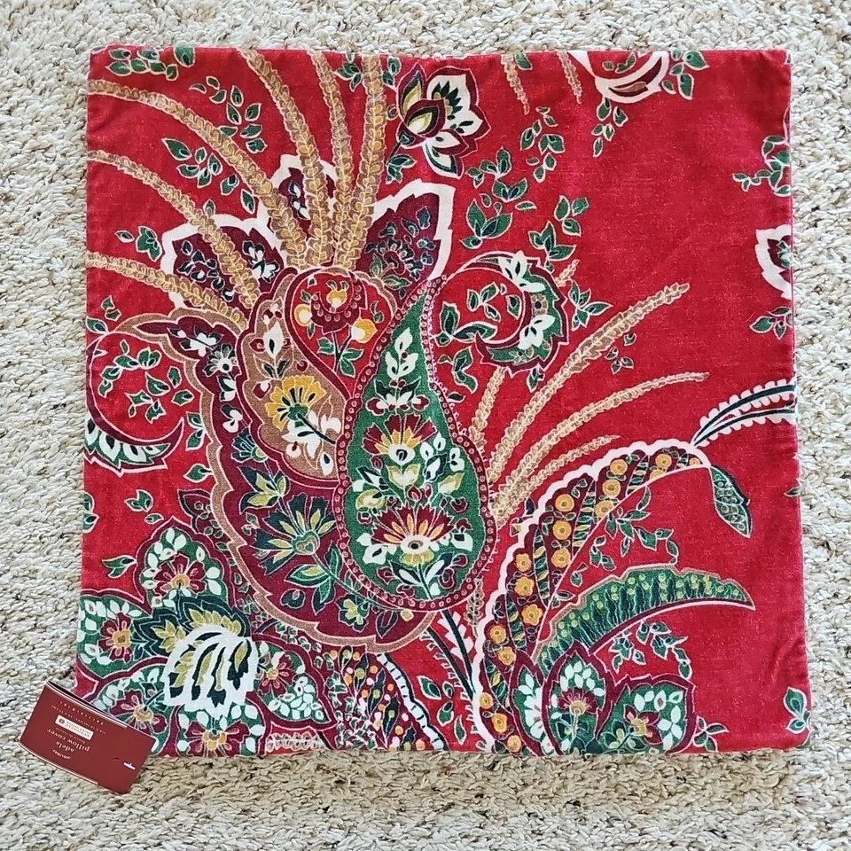 Fundas de almohada de terciopelo Pottery Barn Holiday Adela NUEVAS Navidad Floral 18x18 Foto 4 de 4