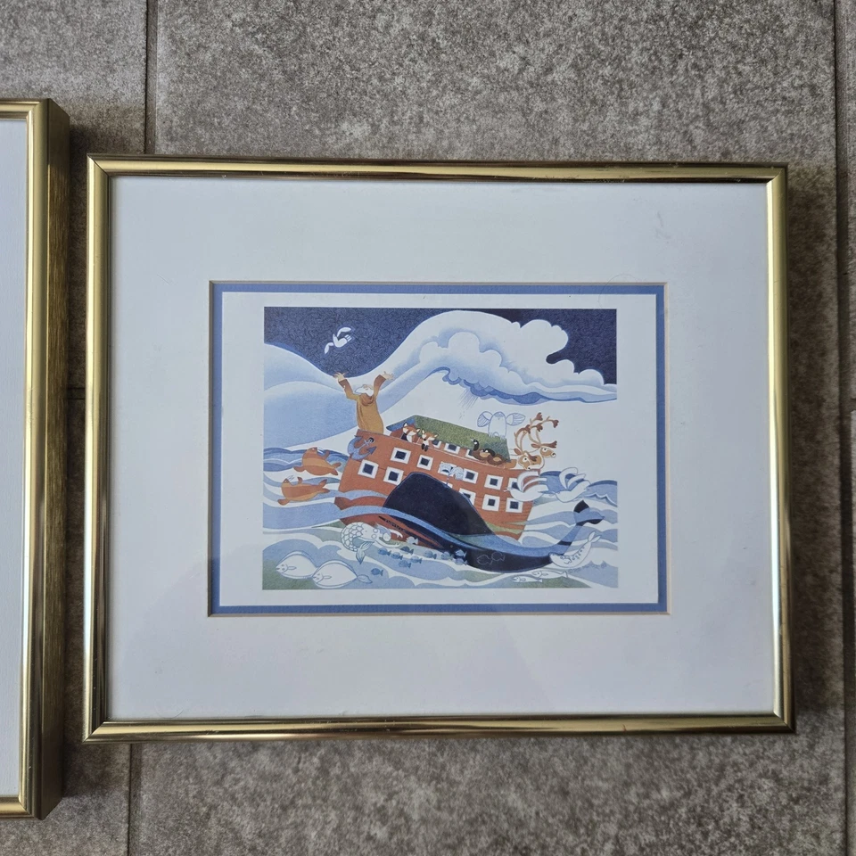 Lote (2) Impresiones enmarcadas enmarañadas de Rie Muñoz ARK IN ALASKA y Creación del Hombre Arte Popular Foto 3 de 4