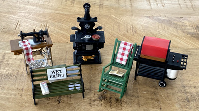 Vintage 1990s Acme Refrigerator Magnets Stove BBQ Grill Sewing Machine Bench +