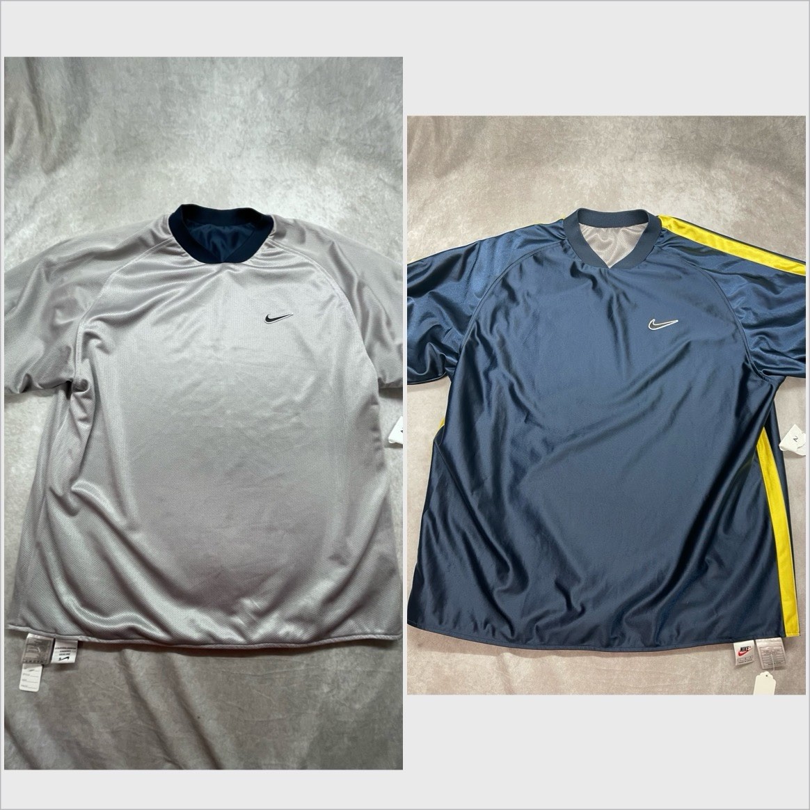 Vintage Y2K Nike Reversible Mesh Basketball Shirt Navy Yellow Gray