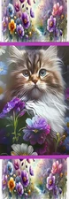 CAT KITTENS PURPLE FLOWERS -DOG,BIRD,BUTTERFLIES-BOOKMARK-COMES WITH TASSEL #2