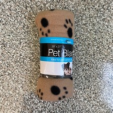 Duke  Tiny Pet Dog/Cat Ultra Fleece Paw Print Pet Blanket One Size 39" x 27"