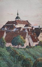 ALFRED SCHMIDT – Ansicht von Waldenbuch, Aquarell von 1910
