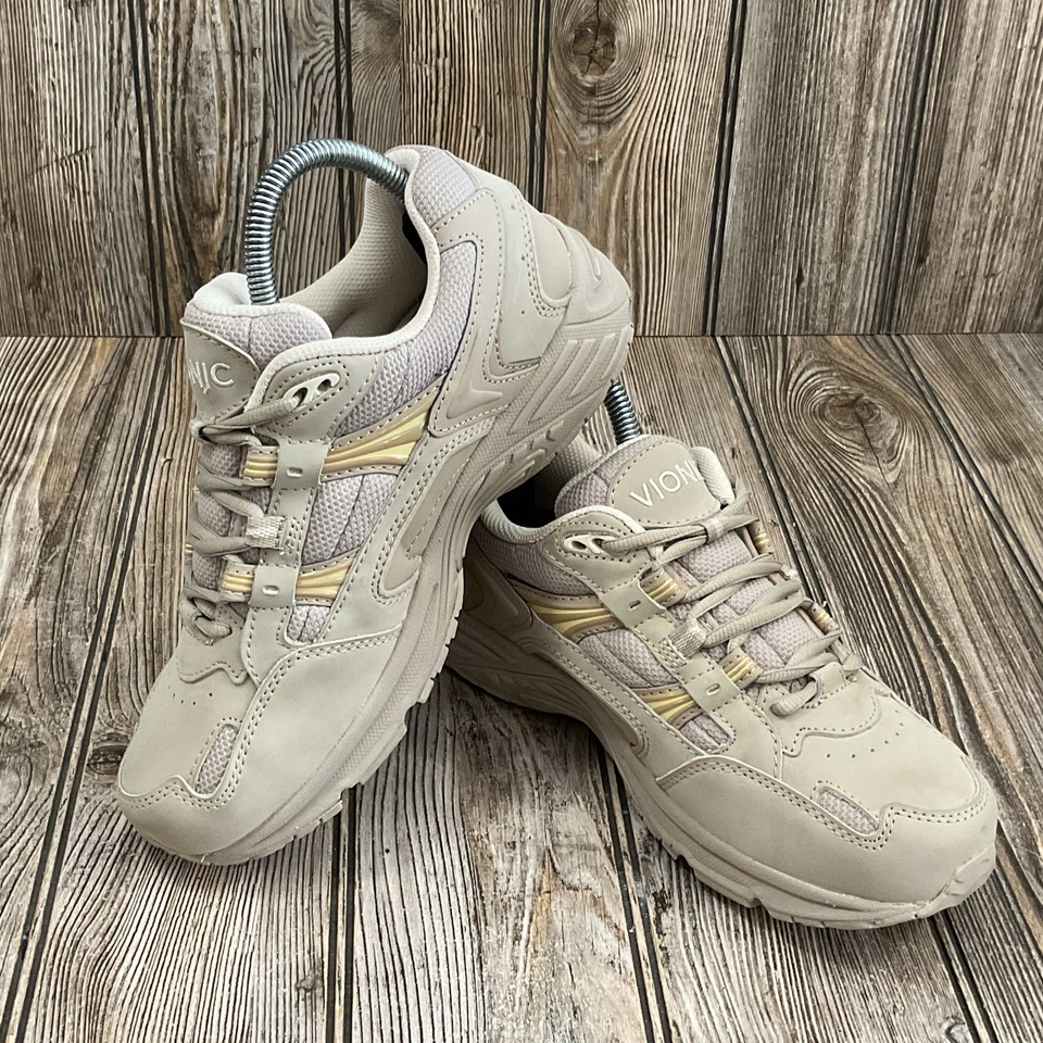 Tênis ortopédico feminino Vionic Wide Walker com cadarço couro marrom 6,5W - Imagem 4 de 4