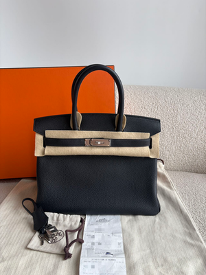 Hermes Birkin30 Handbag 3Y Caban Togo Palladium Hardware U Stamp
