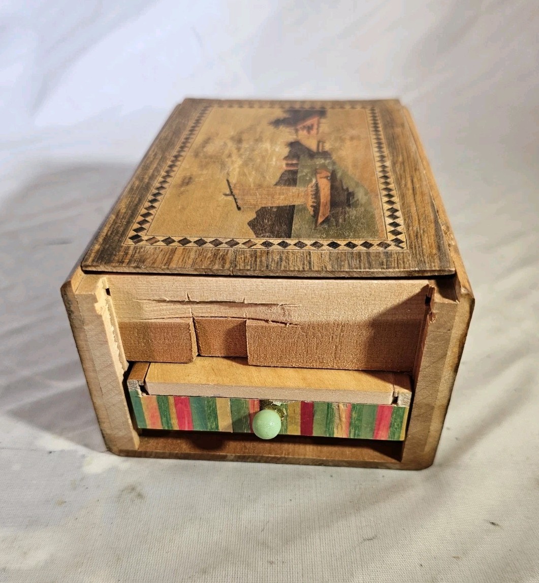 Vintage Japanese Himitsu-Bako Secret Puzzle Box Mt. Fuji Yosegi