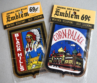 Corn Palace & Black Hills South Dakota Vintage Emblem Decal Sticker Lot X2 MIP