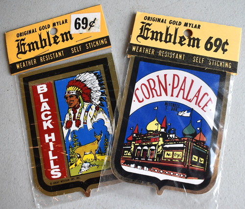 Corn Palace & Black Hills South Dakota Vintage Emblem Decal Sticker Lot X2 MIP