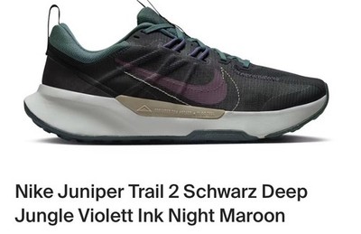 Nike Juniper Trail 2 Herren Laufschuhe Schwarz Deep Jungle Violett Night Maroon 